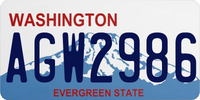 WA license plate AGW2986