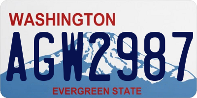 WA license plate AGW2987