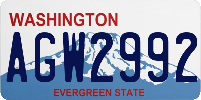 WA license plate AGW2992