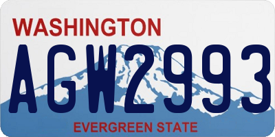 WA license plate AGW2993