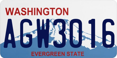 WA license plate AGW3016