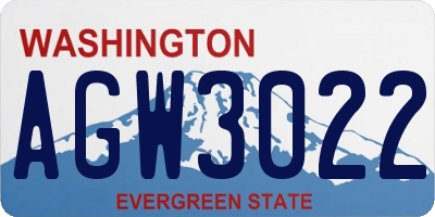 WA license plate AGW3022
