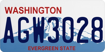WA license plate AGW3028
