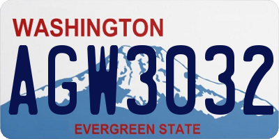 WA license plate AGW3032
