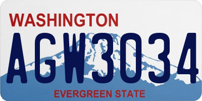WA license plate AGW3034