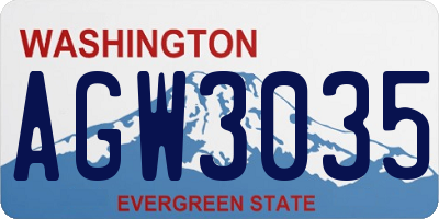 WA license plate AGW3035