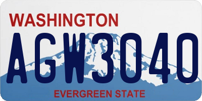 WA license plate AGW3040