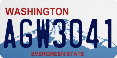 WA license plate AGW3041