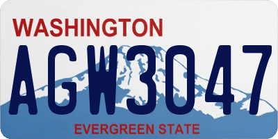 WA license plate AGW3047