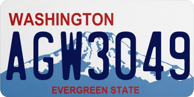 WA license plate AGW3049