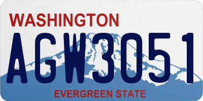 WA license plate AGW3051