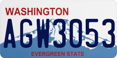 WA license plate AGW3053