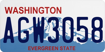 WA license plate AGW3058