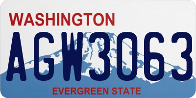 WA license plate AGW3063