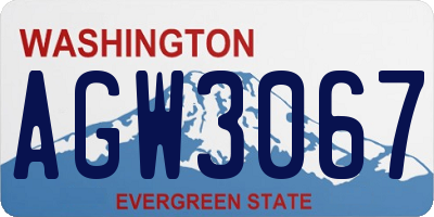 WA license plate AGW3067