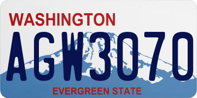 WA license plate AGW3070