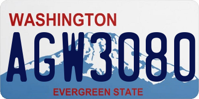 WA license plate AGW3080