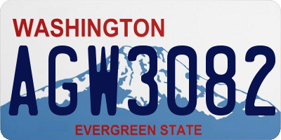 WA license plate AGW3082