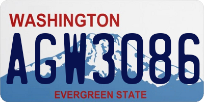 WA license plate AGW3086