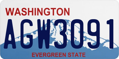 WA license plate AGW3091