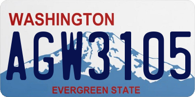 WA license plate AGW3105