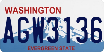 WA license plate AGW3136