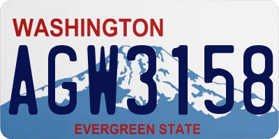 WA license plate AGW3158