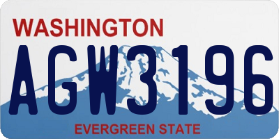 WA license plate AGW3196