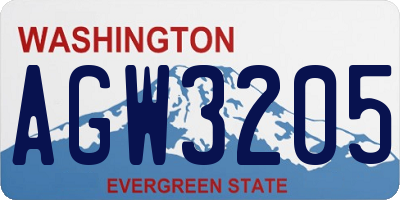 WA license plate AGW3205