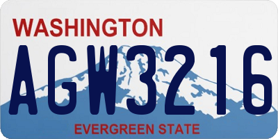 WA license plate AGW3216