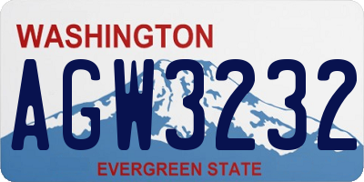 WA license plate AGW3232