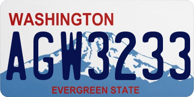 WA license plate AGW3233