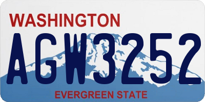 WA license plate AGW3252