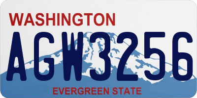 WA license plate AGW3256