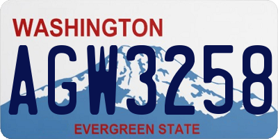 WA license plate AGW3258
