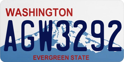 WA license plate AGW3292