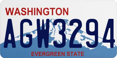 WA license plate AGW3294