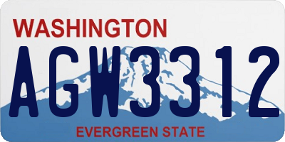 WA license plate AGW3312