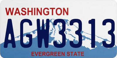 WA license plate AGW3313