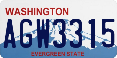 WA license plate AGW3315