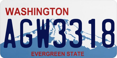 WA license plate AGW3318