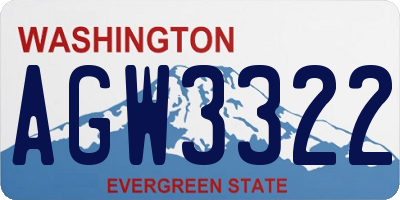 WA license plate AGW3322