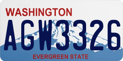 WA license plate AGW3326