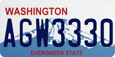WA license plate AGW3330