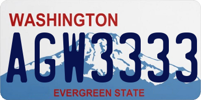 WA license plate AGW3333