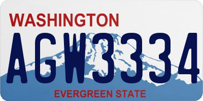 WA license plate AGW3334