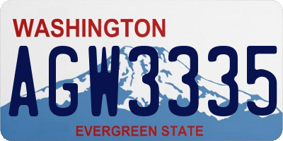 WA license plate AGW3335