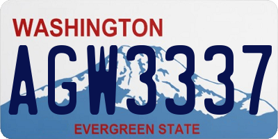 WA license plate AGW3337
