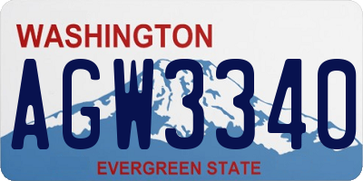 WA license plate AGW3340
