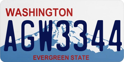 WA license plate AGW3344